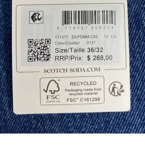 Scotch & Soda The Verve Straight Leg Relaxed Utility Fit embroidered Jeans 36 32 - Picture 16 of 16